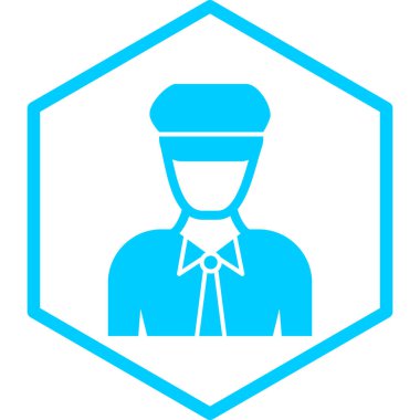 Web ve mobil uygulama tasarımınız için beyaz arkaplanda izole edilmiş adam simgesi vektörü, polis logosu kavramı