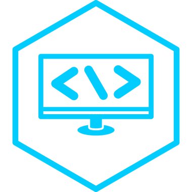 Web için mavi çizgi simgesi, bilgisayar izole edilmiş vektör illüstrasyonuName