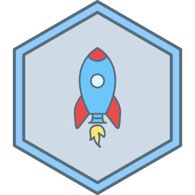 Roket. Web simgesi basit illüstrasyon