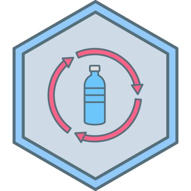 Geri dönüşüm şarkı simgesi olan şişe, vektör illüstrasyonu basit tasarım