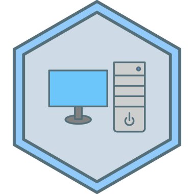 Bilgisayar durumu simgesi, vektör illüstrasyonlu bilgisayar monitörü