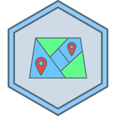 Harita. Web simgesi basit illüstrasyon