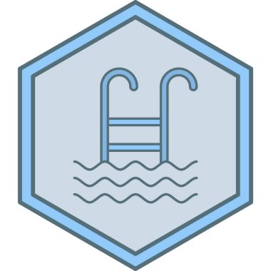 Yüzme havuzu ikonu. Web için su musluğu vektör çizgisi resimlemesi