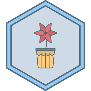 Saksıdaki çiçek. Web simgesi basit illüstrasyon