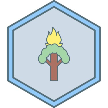 Bir ateş ağacı simgesinin vektör illüstrasyonu