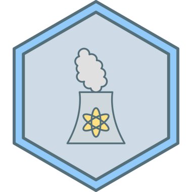 Nükleer Santral simgesi, vektör illüstrasyonu