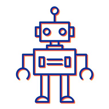 çizgi robot simgesi, vektör illüstrasyonu