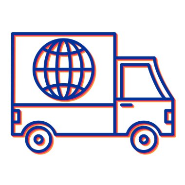 Küresel bir dağıtım kamyonu, vektör çizimi