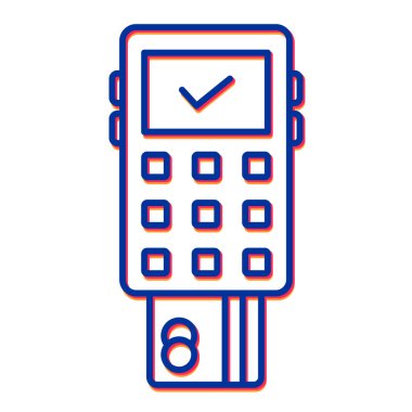 ATM makine simgesi vektörü. İnce çizgi işareti. izole edilmiş sınır sembolü çizimi