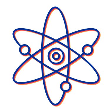 atom ikonu vektörü. İnce çizgi işareti. izole edilmiş sınır sembolü çizimi