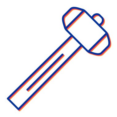 Çekiç Simgesi Vektörü. İnce çizgi işareti. İzole edilmiş kontür sembolü gösterimi