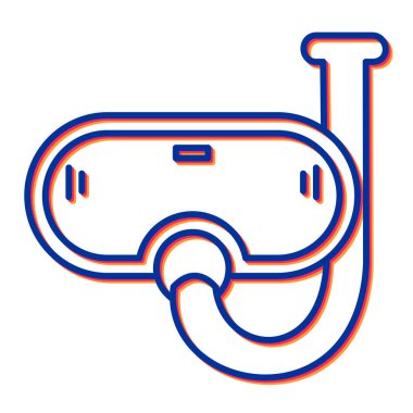 Dalış maskesi simgesi. Web için kayak ıslığı vektör simgelerinin özet çizimi