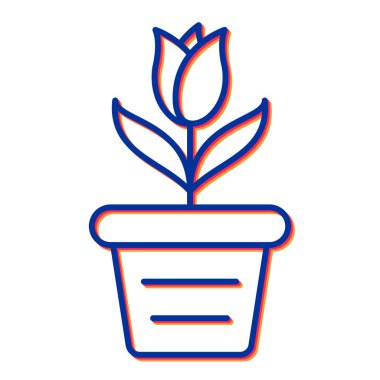 Çiçek saksısı ikon vektörü. İnce çizgi işareti. izole edilmiş sınır sembolü çizimi