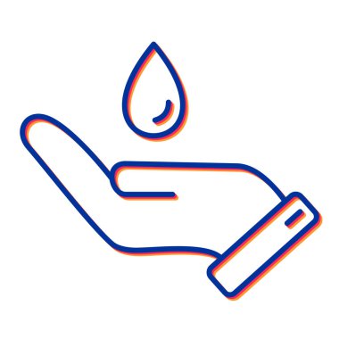 El ele tutuşan su bırakma simgesinin vektör çizimi