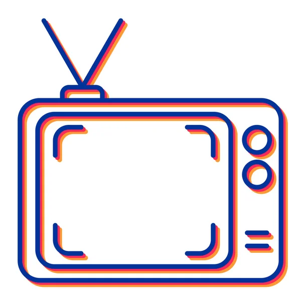 Ikon Retro Diisolasi Pada Latar Belakang Putih Tanda Televisi Set - Stok Vektor