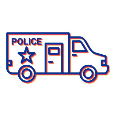 Teslimat servisi ikon vektörü. Ana hatlı ambulans arabası işareti. izole edilmiş sınır sembolü çizimi