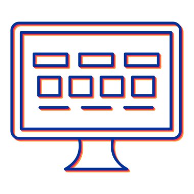 Bilgisayar ekranı ikon vektörü. İnce çizgi işareti. izole edilmiş sınır sembolü çizimi