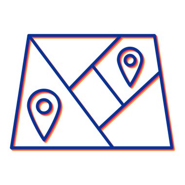 Harita işaretleyici simgesi. Çizgi konum rotası çizim sembolü ve web tasarımı. beyaz arkaplanda izole