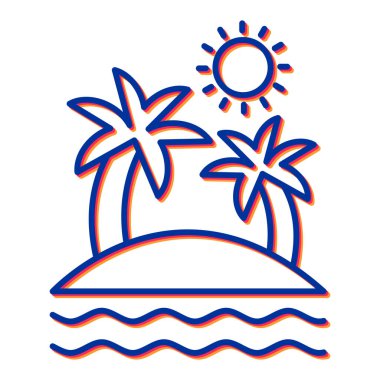 plaj, palmiye, yaz, tatil, seyahat, tropik tatil, otel, güneş, çizgi simgesi