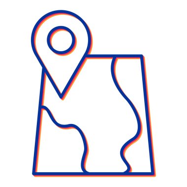 Harita simgesi vektörü. İnce çizgi işareti. izole edilmiş sınır sembolü çizimi