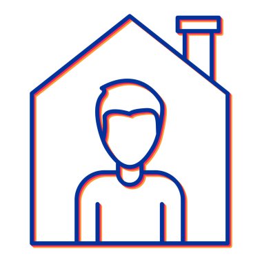 Evdeki bir adamın vektör çizimi