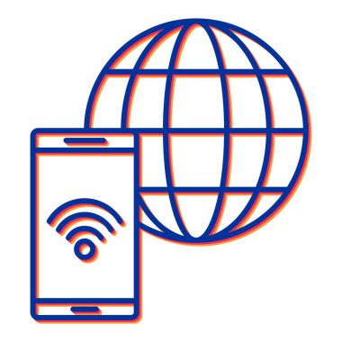 wi-fi ve kablosuz ağ vektör illüstrasyonlu akıllı telefon