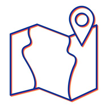 Harita iğne simgesi. konum belirleyici sembol. izole edilmiş kontur vektör çizimi