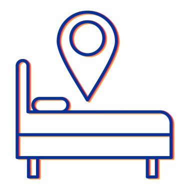 Otel konumu. Web simgesi basit illüstrasyon