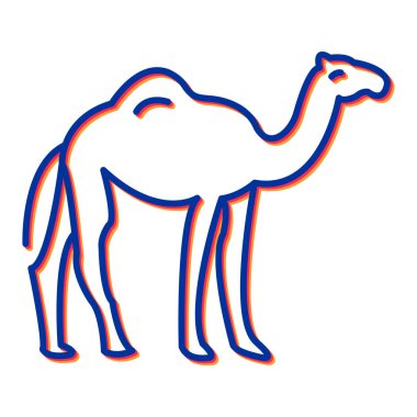 Beyaz arkaplanda karikatür tarzında bir deve simgesi var. hayvan sembolü çizimi