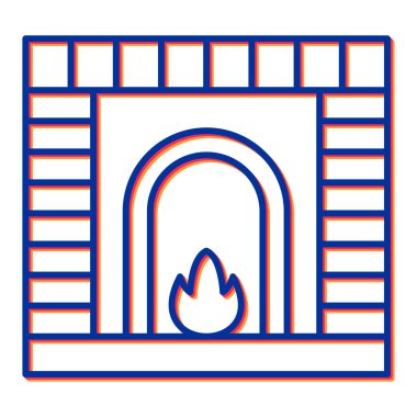 Şömine ikonu. Ağ için ateş vektörü simgelerinin özet çizimi