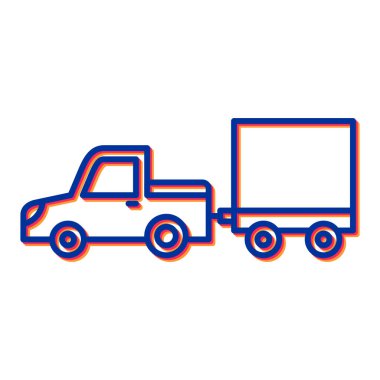 Teslimat kamyonu ikonu. Web için kargo arabası vektör simgelerinin özet çizimi