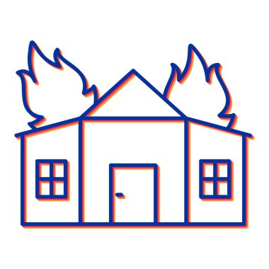 İtfaiye ikonu. Web için yanan şömine vektör simgelerinin özet çizimi