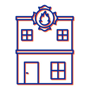 Ateş, şömine ikonu. tasarım ve web sitesi için ev vektör sembolü taslağı.