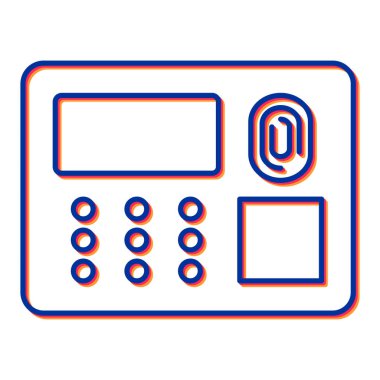 Hesap makinesi ikon vektörü. İnce çizgi işareti. İzole edilmiş kontür sembolü gösterimi