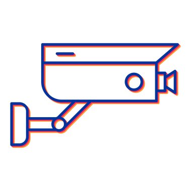 Kapalı devre kamera simgesi. Güvenlik sistemi sembolü. İnce çizgi tasarımı. vektör illüstrasyonu.