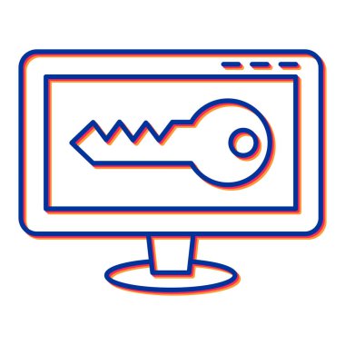 Anahtar ve kilit vektör illüstrasyon tasarımı ile bilgisayar monitörü