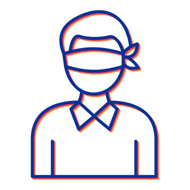 Maske ikon vektörü olan adam. İnce çizgi işareti. izole edilmiş sınır sembolü çizimi