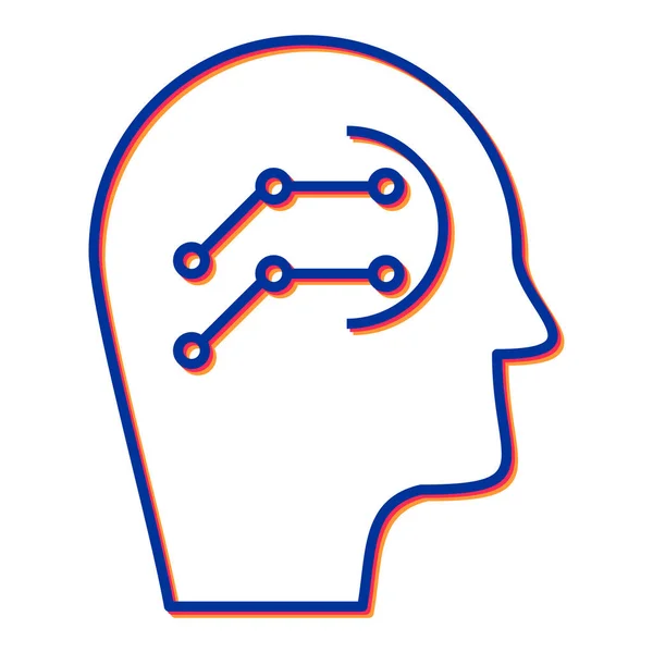 Cabeza Humana Con Icono Cerebral Esquema Ilustración Iconos Vectoriales Inteligencia — Vector de stock