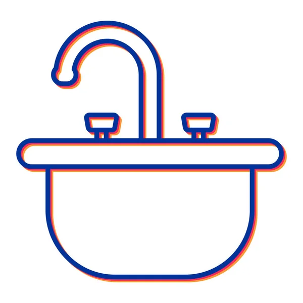 Lavabo Icono Vector Contorno Muestra Grifo Del Lavabo Ilustración Símbolo — Vector de stock