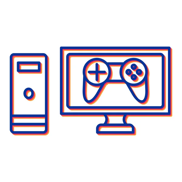 Videospielkonsole Zeilensymbolvektor Gamepad Und Fernbedienungszeichen Farbige Symbolabbildung — Stockvektor