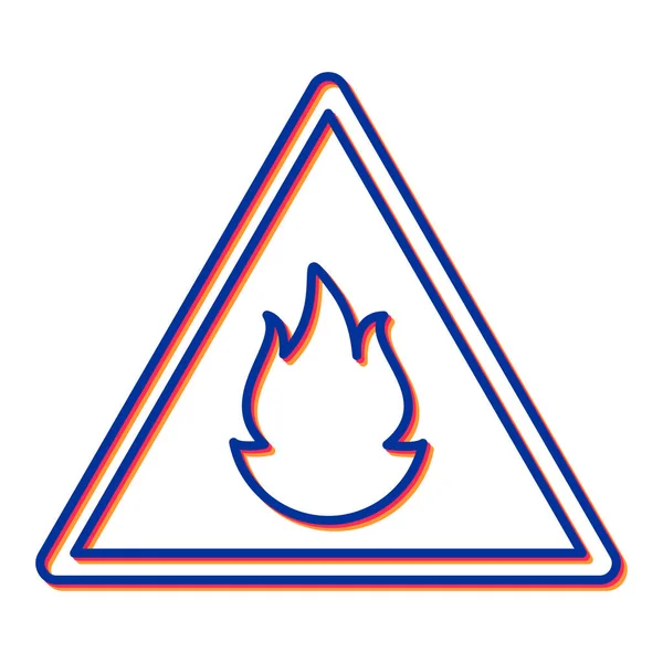 Illustration Vectorielle Panneau Avertissement Flamme Orange — Image vectorielle