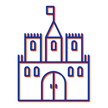 Şato kulesi ikonu. düz tasarım illüstrasyon.