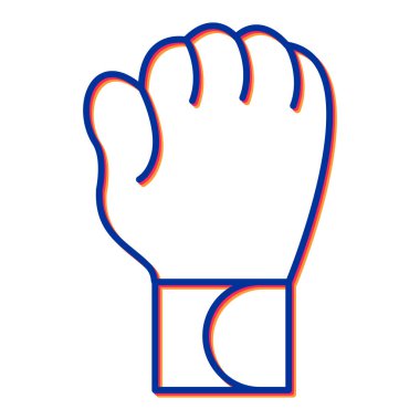 Eldiven simgesini tutan bir el. İnsan vücudu vektör illüstrasyonunu özetle. beyaz arkaplanda izole.