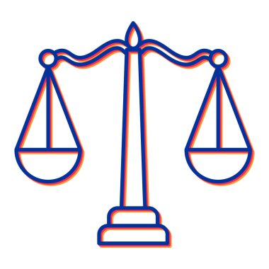 Adalet, hukuk ve denge terazileri, vektör illüstrasyonu