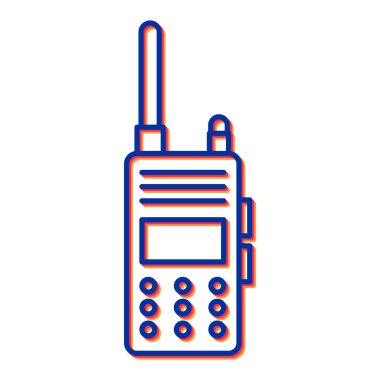 Telsiz ikonu. Ana hatlı telefon aygıtı vektör çizimi. İzole edilmiş bir arka plan. cep telefonu radyo sembolü.