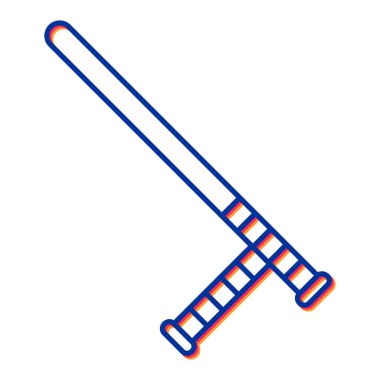 Beyzbol sopası ikonu. Ana hatlı spor ekipmanı vektör illüstrasyon piktogramı. beyaz arkaplanda izole.