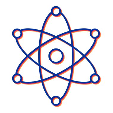 atom ikonu vektörü. İnce çizgi işareti. izole edilmiş sınır sembolü çizimi