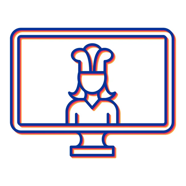 Online Chef Διάνυσμα Εικονίδιο Λεπτή Γραμμή Απομονωμένη Απεικόνιση Συμβόλων Περιγράμματος — Διανυσματικό Αρχείο