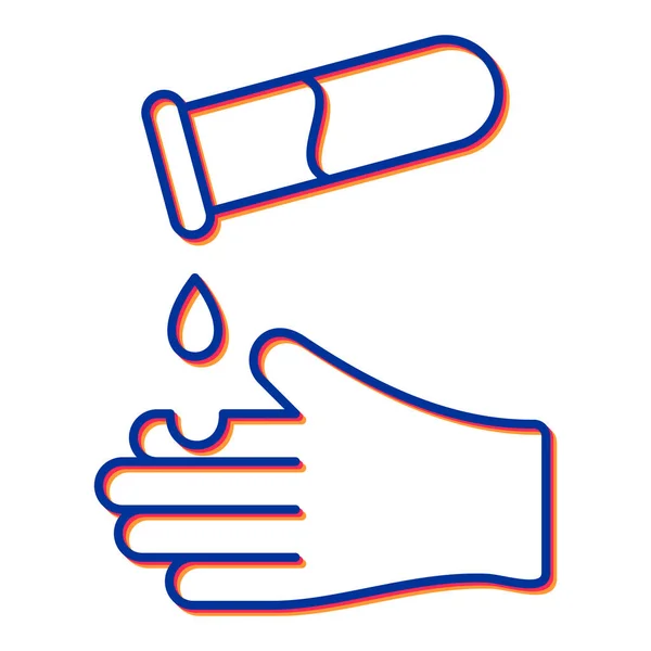 Hand Mit Wassertropfen Symbol Umriss Illustration Der Reinigung Pinsel Vektor — Stockvektor