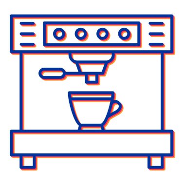 Kahve makinesi ikonu. Ana hatlı vektör çizimi. beyaz arkaplanda izole.